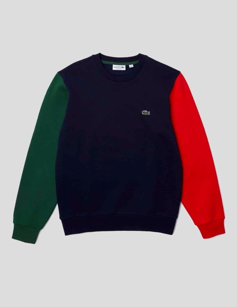 Sudadeira LACOSTE sudadeira tricolor pescoço redondo marine/vert/rouge